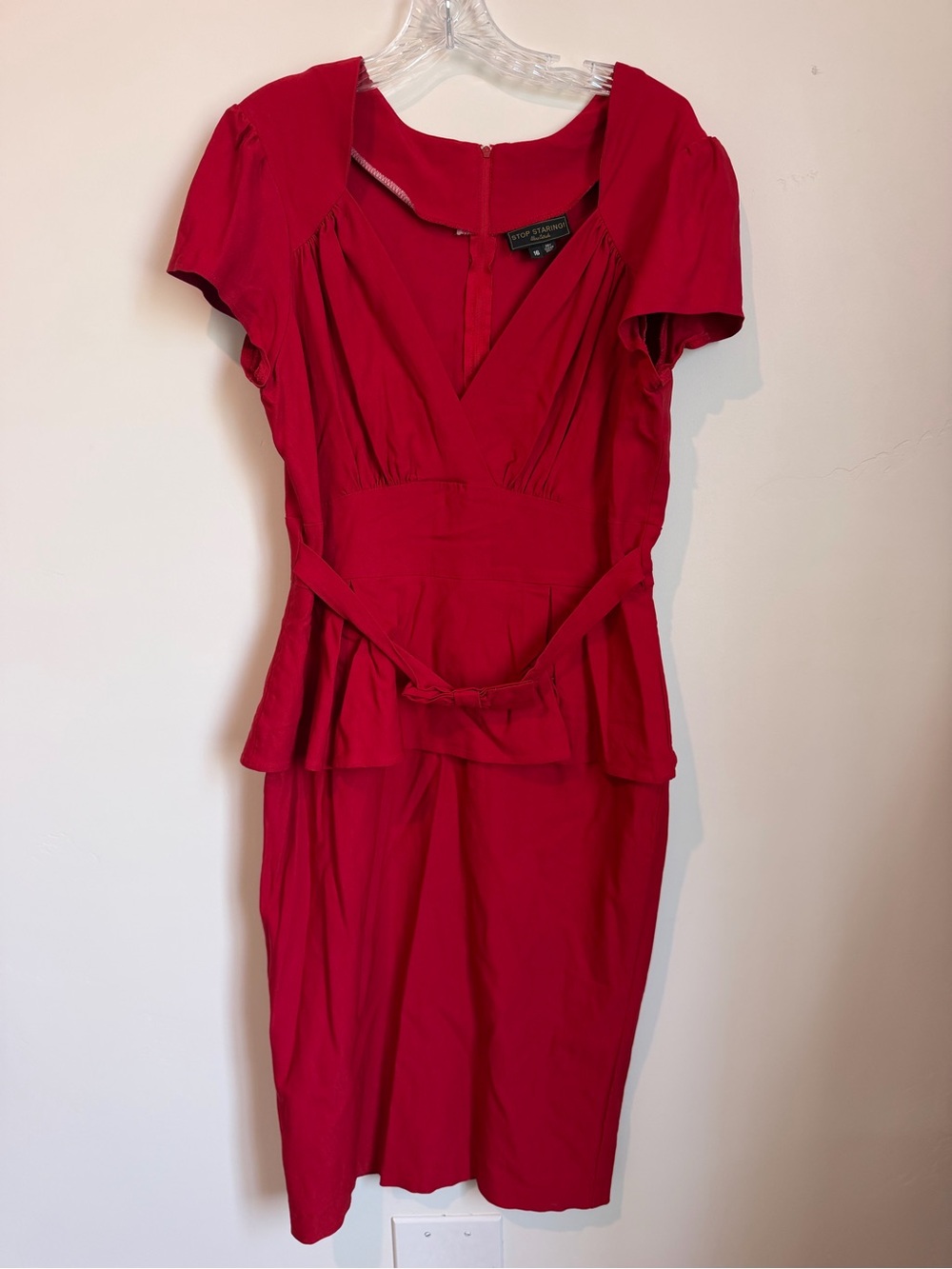 Stop Staring Red Peplum Sheath Dress